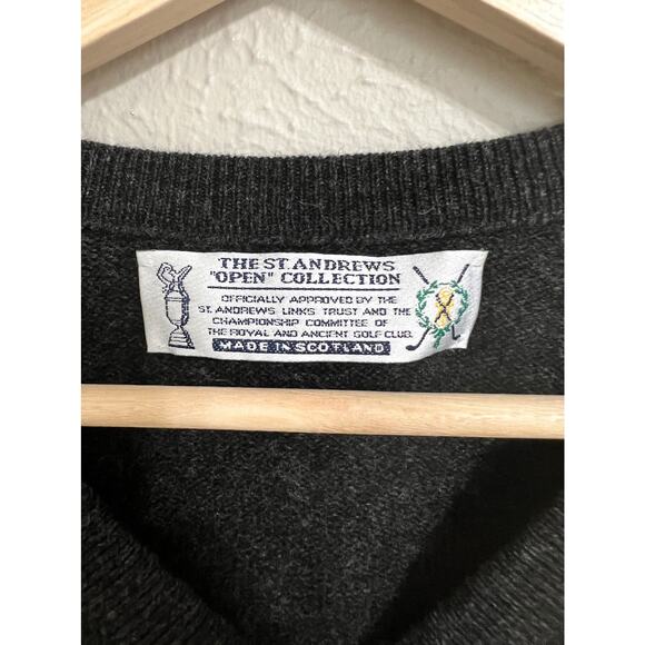 Vintage St Andrews Links 1990 Open Championship Wool Argyle Grandpa Sweater - Picture 4 of 8